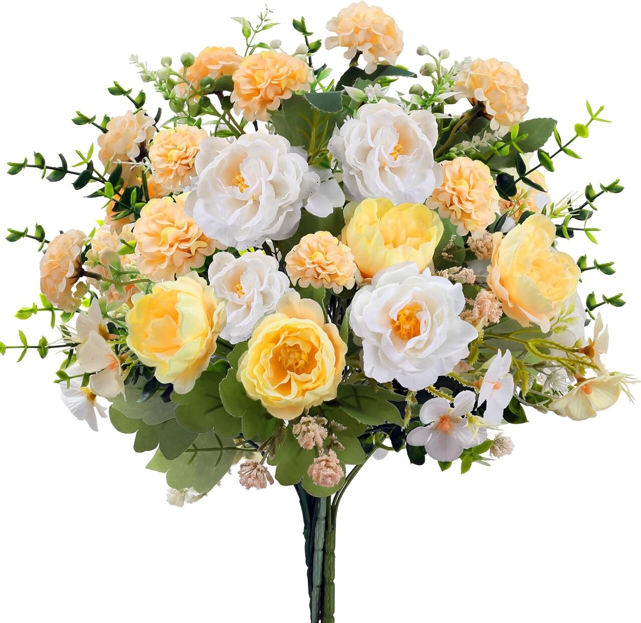 Artificial Flowers Faux Peony Flowers Summer Bouquet with Mums Fake Silk Flowers Summer Floral Arrangements